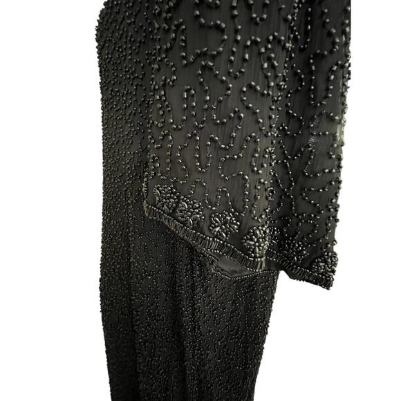 Scala Silk Dress XXL Cocktail Sequins Heavy Beading Formal Evening Sheer Vintage - Picture 1 of 14